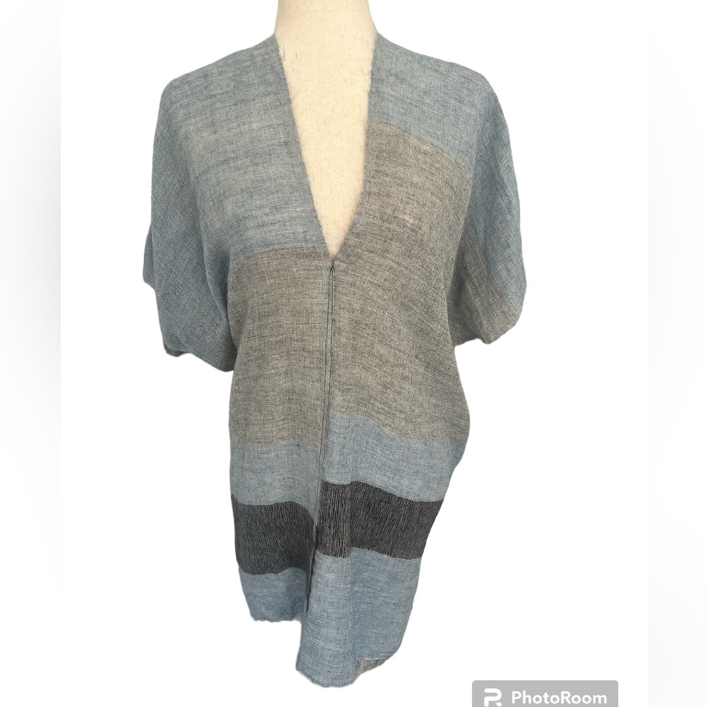 Lemlem by Liya Kebede Tebiki Striped Hand knit merino‎ wool blend tunic/poncho L